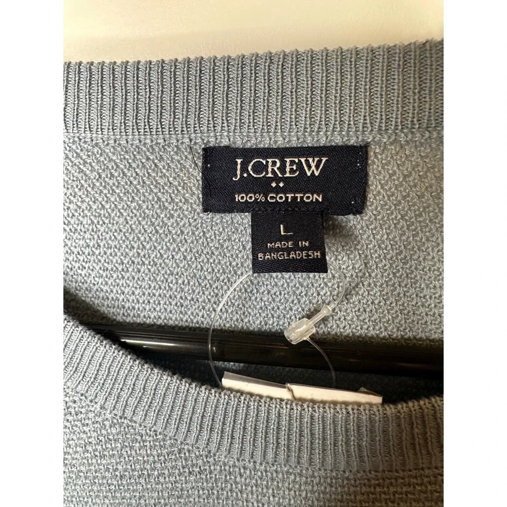 J.Crew Mens 100% Cotton Textured Crewneck Sweater Blue CD617 Large NWT